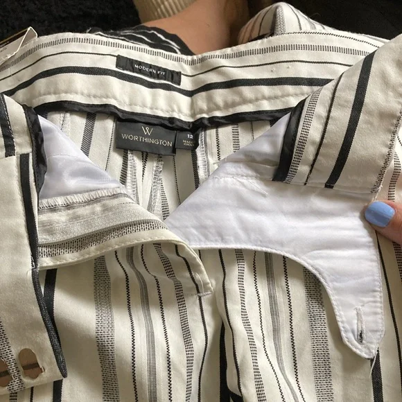 Worthington black and white striped dress pants NWT size 10-12 work pants - Picture 3 of 4